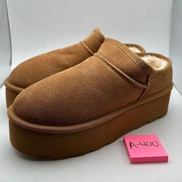 CUSHIONAIRE Women's Genuine Suede Cozy Mule Platform +Memory Foam 8.5 CHESTNUT - Picture 3 of 7